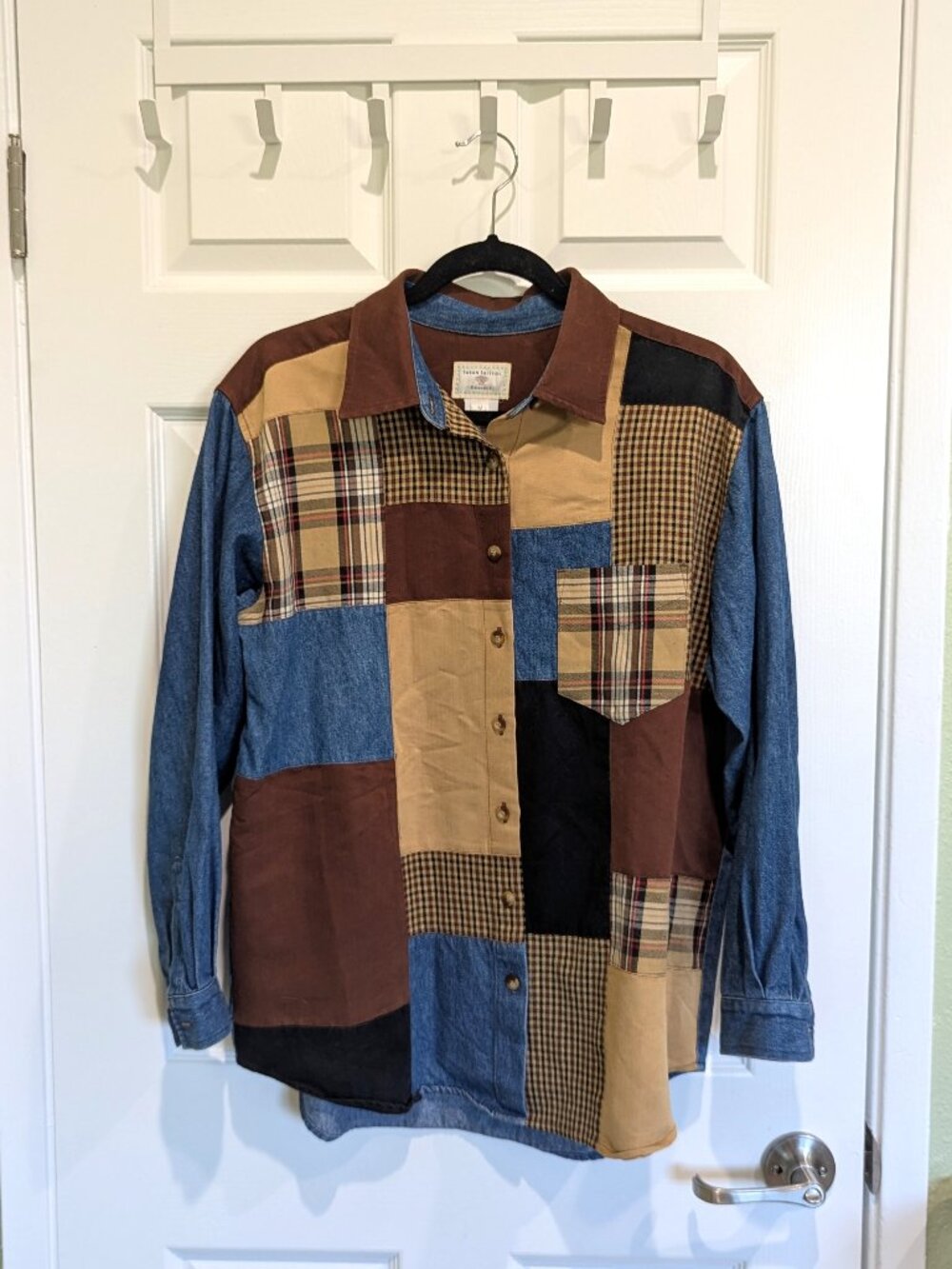 Vintage Susan Bristol Patchwork Denim Shirt size M